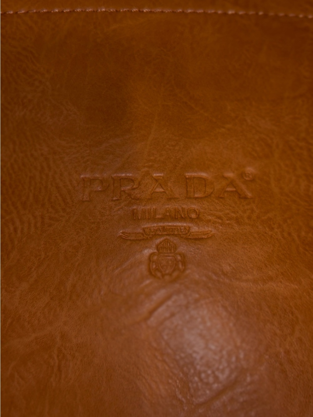 Prada Cognac Leather Tote with Gold-Tone Hardware - Picture 3 of 10